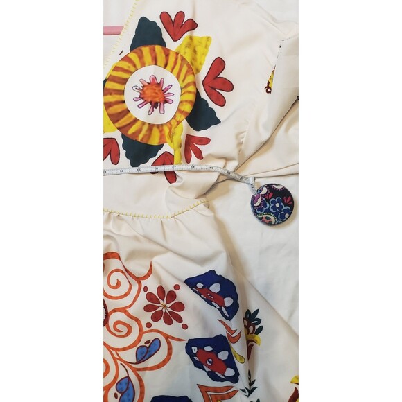 SHEIN Dress Womens XL Boho Floral Print Puff Sleeve V Neck Multicolor Festival - Picture 10 of 10